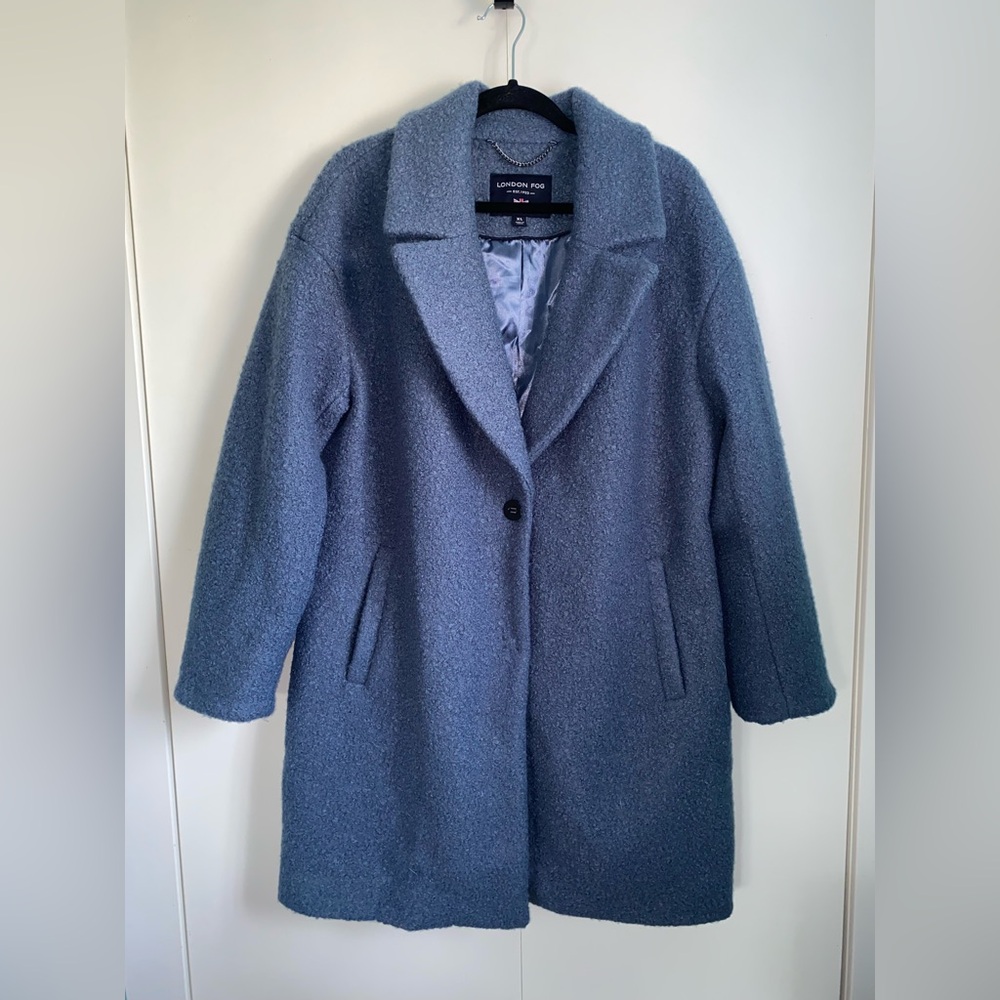 London Fog Women’s Shadow Blue Faux Wool Peacoat